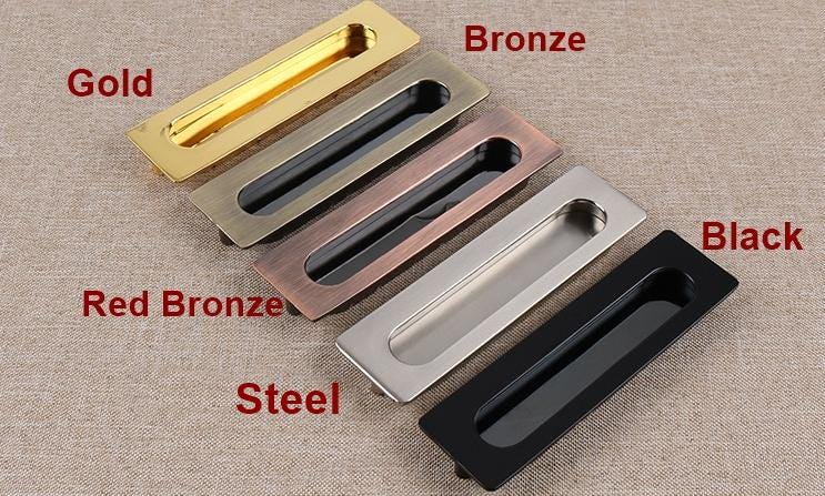Alloy Flush Cabinet Pulls - Red Bronze Finish Decorative Hardware - Steel - 106mm / 1pc