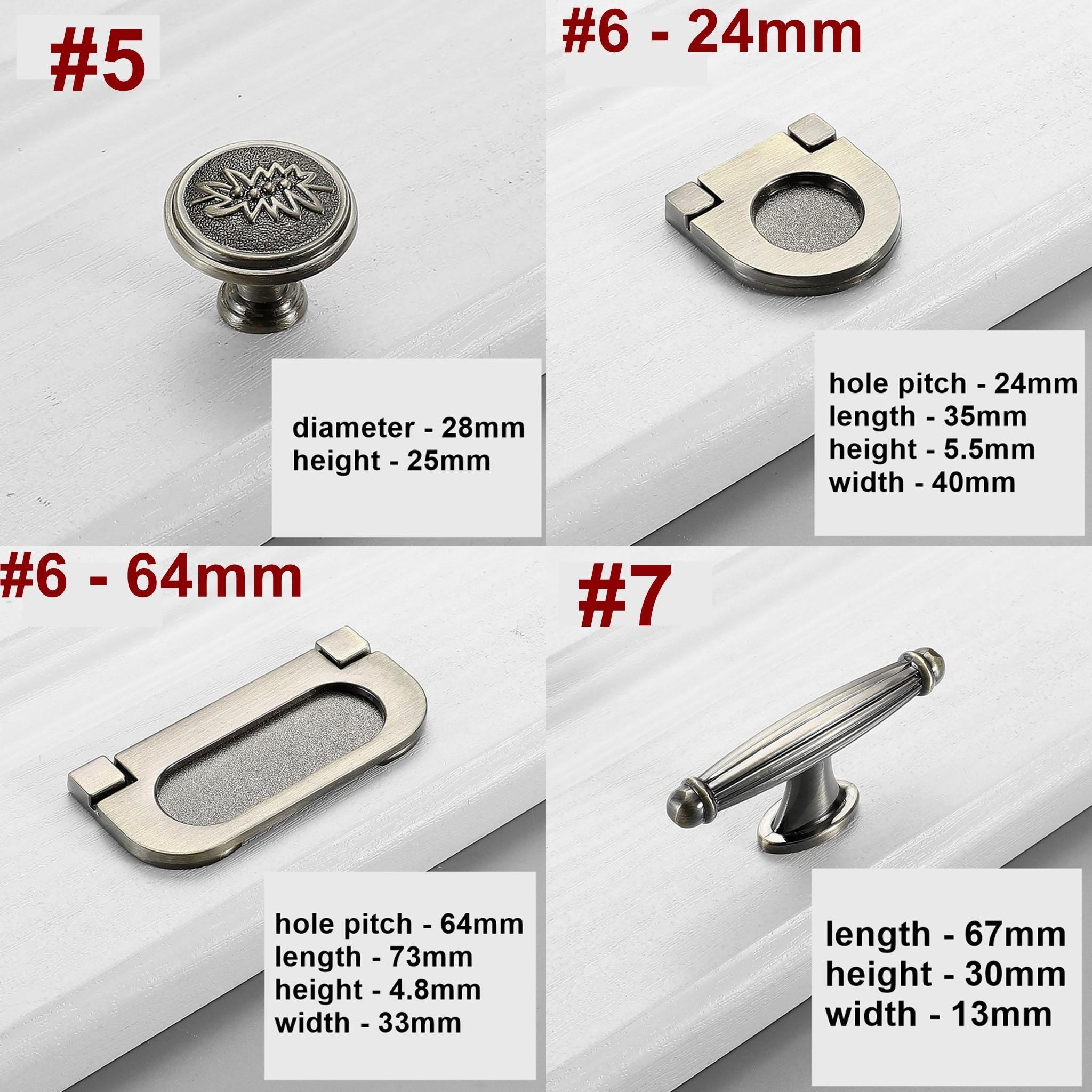 Alloy Neoclassical Cabinet Pulls & Knobs - Antique Bronze Finish - #3 / 1pc