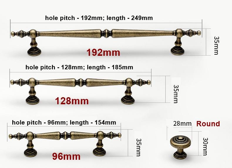 Baroque Style Metal Cabinet Handles Vintage Drawer Knobs Classic Metal Pulls Dresser Kitchen Wardrobe Furniture Bronze Silver Gold Finishes