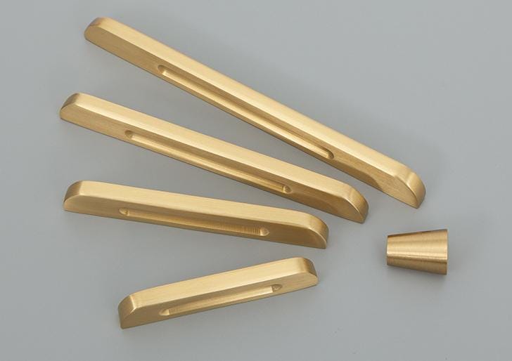 Modern Black Gold Solid Brass Cabinet Handles Knobs Minimalist Matte Finger Pulls Cone-Shape Drawer Hardware Kitchens Dressers Furniture