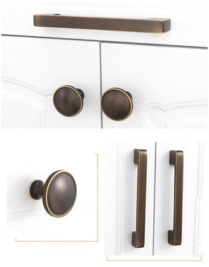 Solid Brass Round Cabinet Edge Pulls - Black Finish for Wardrobes - Coffee 96mm / 1pc