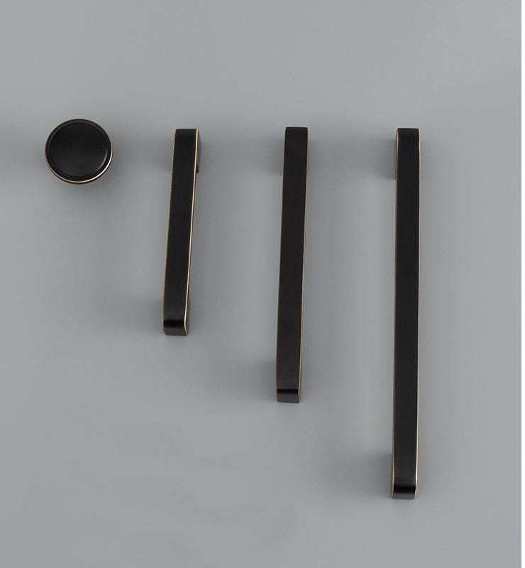 Solid Brass Round Cabinet Edge Pulls - Black Finish for Wardrobes - Coffee 160mm / 1pc