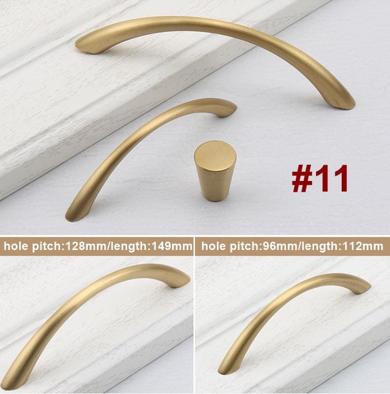 Vintage Style Curved Solid Brass Cabinet Handles Knobs Classic Retro Drawer Pulls Gold Finish Ring Dome Arch Designs Kitchens Furniture