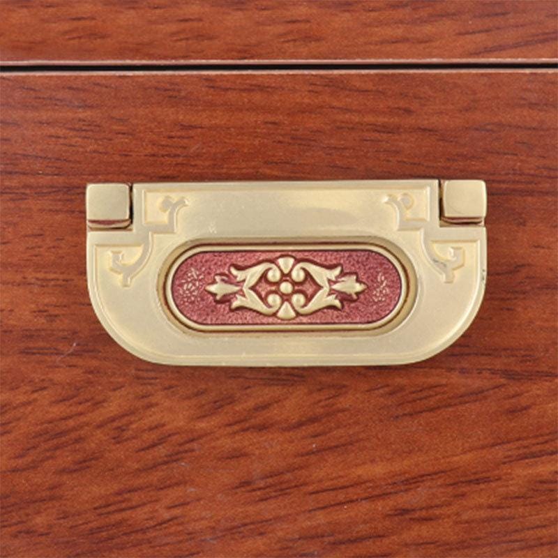 Oriental Style Solid Brass Flush Ring Pull Handles Antique Chinese-Inspired Cabinet Hardware Floral Engraving Gold Traditional Drawers