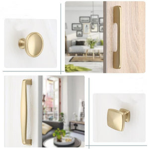 Solid Brass Square Cabinet Pulls & Knobs - Brushed Gold Finish - #9 - 96mm / 1pc