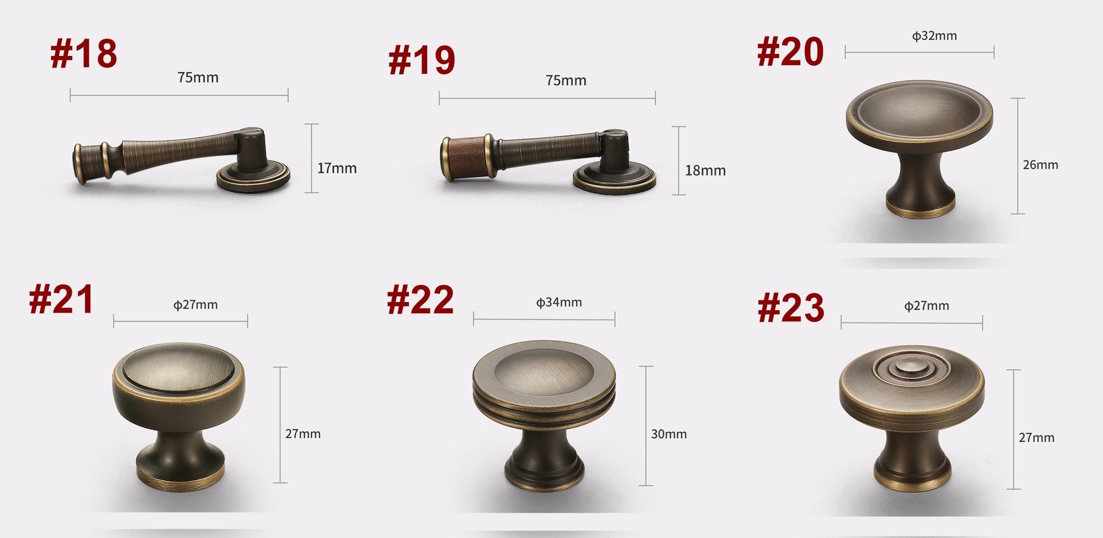 Solid Brass Round Cabinet Pulls & Knobs - Bronze Finish Hardware - #2 - 25mm / 1pc