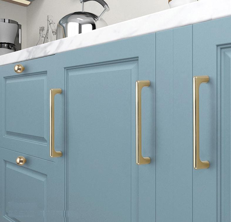 Modern Gold Metal Cabinet Handles Crystal Drawer Pulls Kitchen Wardrobe Cupboard Dresser Furniture Luxury Glam Style Polished Shiny Finish