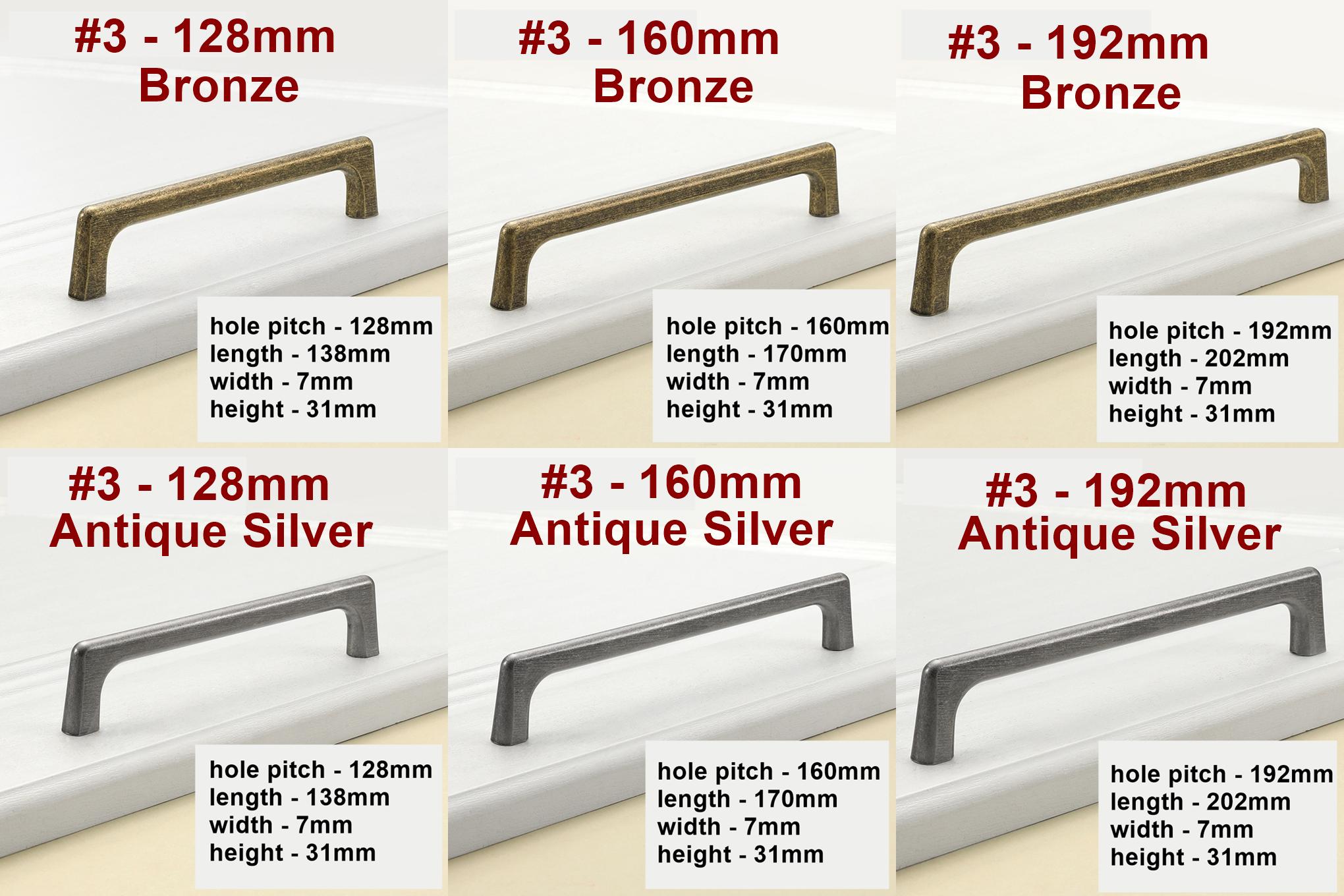 Alloy Vintage Cabinet Pulls & Knobs - Silver Finish for Wardrobes - #2 Bronze / 1pc