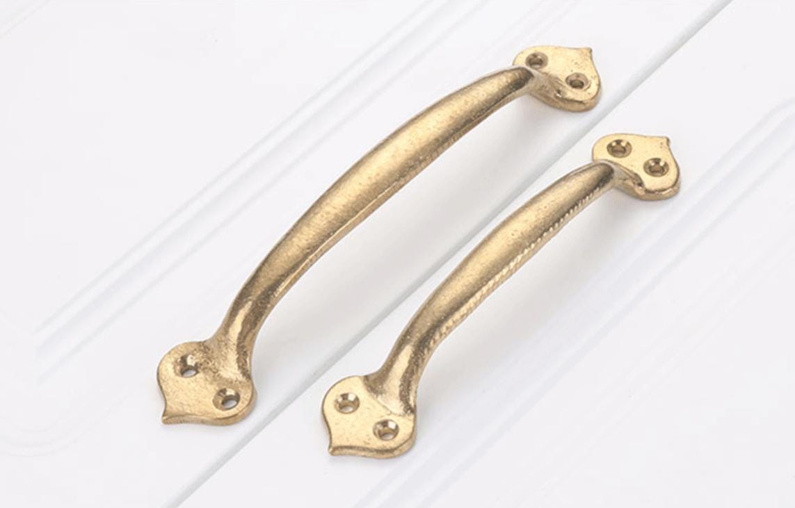 Vintage Industrial Solid Brass Cabinet Pull Handles Rustic Cast Brass Black Drawer Pulls Raw Texture Farmhouse Loft Antique Furniture
