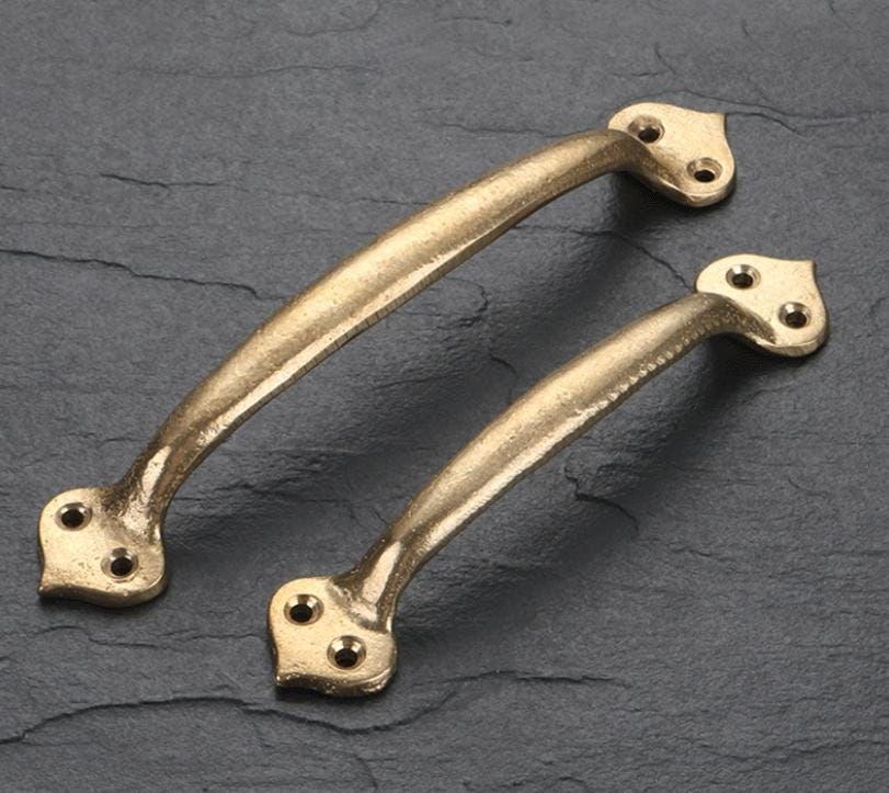Vintage Industrial Solid Brass Cabinet Pull Handles Rustic Cast Brass Black Drawer Pulls Raw Texture Farmhouse Loft Antique Furniture