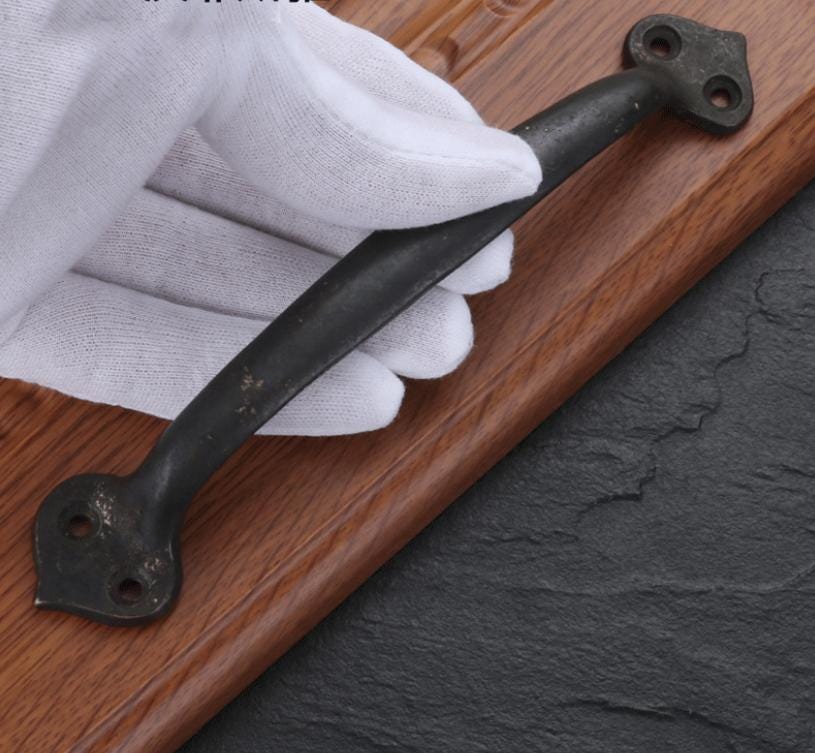 Vintage Industrial Solid Brass Cabinet Pull Handles Rustic Cast Brass Black Drawer Pulls Raw Texture Farmhouse Loft Antique Furniture