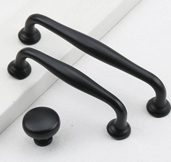 Classic Solid Brass Cabinet Handles Knobs Set Vintage-Style Brass Bronze Black Drawer Pulls Elegant Curves Round Domes Kitchen Furniture