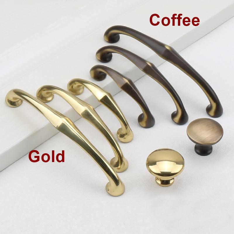 Classic Solid Brass Cabinet Handles Knobs Elegant Vintage Drawer Pulls Curved Bar Round Designs Traditional Kitchen Dresser Furniture