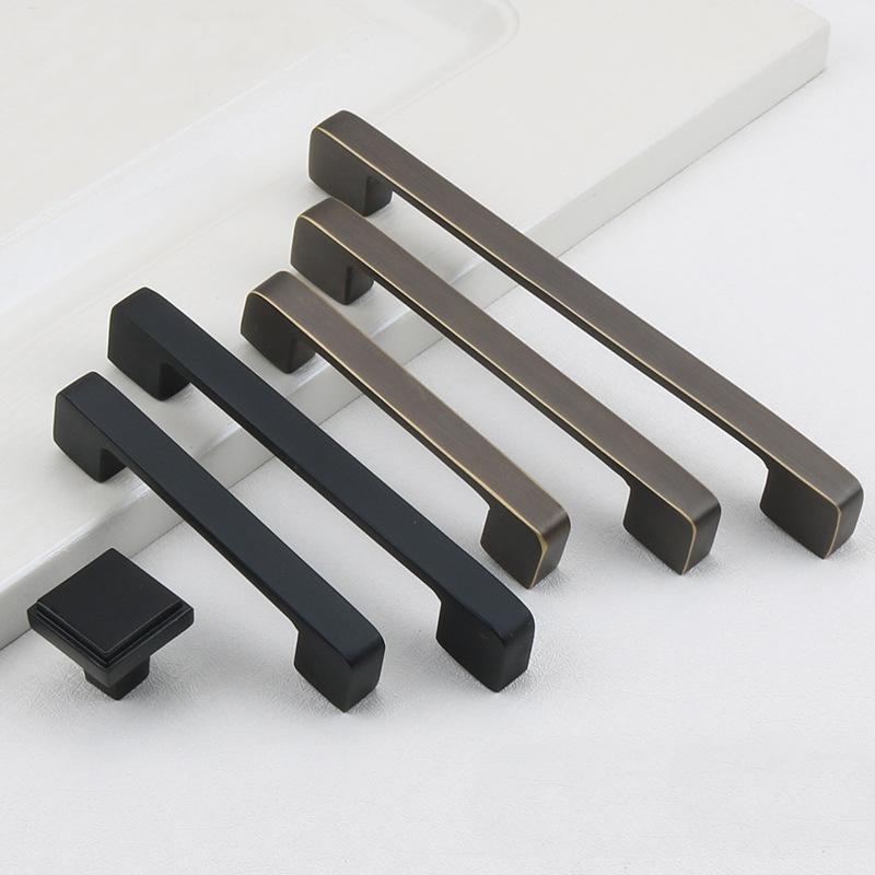 Matte Bronze Solid Brass Cabinet Handles Knobs Modern Classic Vintage Style Drawer Pulls Dark Brass Finish Kitchen Dresser Furniture
