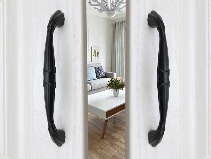 Baroque Style Solid Brass Cabinet Handles Knobs Ornate Vintage Pulls Gold Black Finish Floral Details Curved Designs Furniture Dressers
