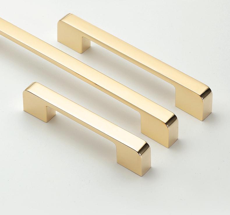 Modern Rectangular Metal Cabinet Handles Knobs Black Chrome Silver Gold Finishes Kitchen Cabinets Drawers Wardrobes Cupboards Minimalist