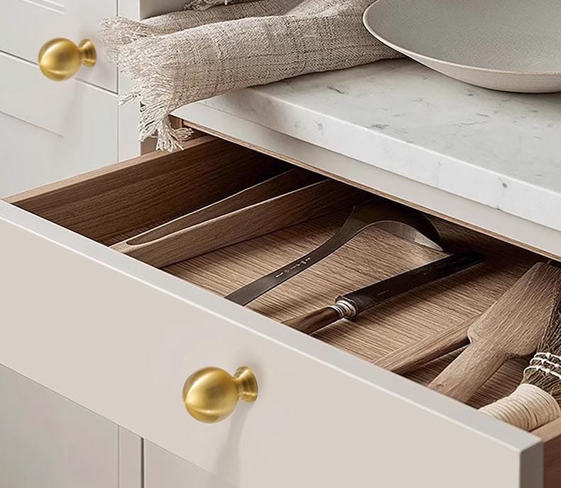 Minimalist Solid Brass Bronze Cabinet Knobs Modern Classic Loft Style Kitchen Furniture Drawers Dressers Cupboards Round Ball Design
