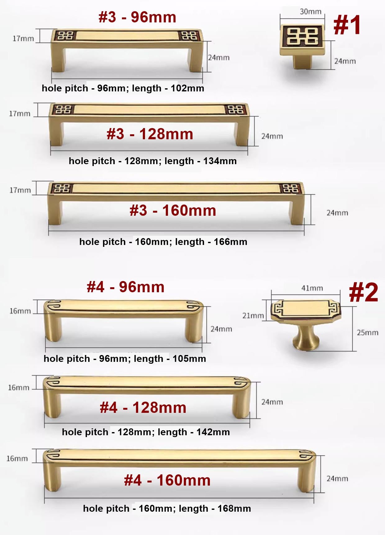 Oriental Style Gold Solid Brass Cabinet Handles Knobs Engraved Decorative Pattern Drawers Wardrobes Kitchen Furniture Modern Classic Design