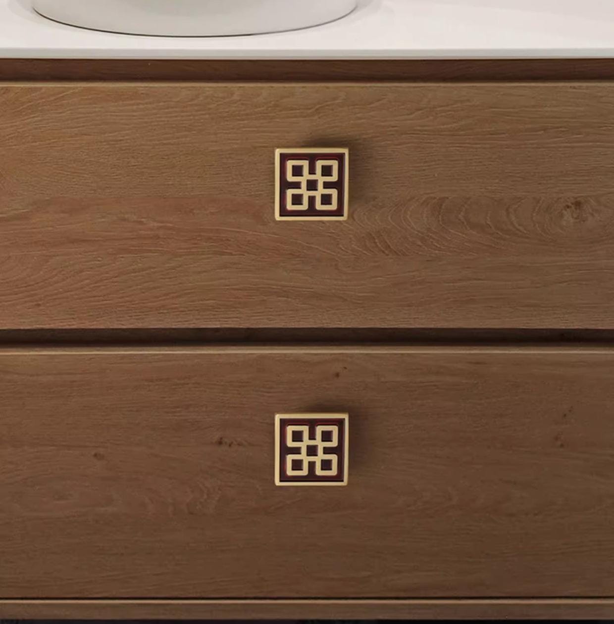 Oriental Style Gold Solid Brass Cabinet Handles Knobs Engraved Decorative Pattern Drawers Wardrobes Kitchen Furniture Modern Classic Design