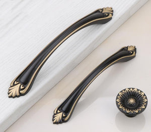 Solid Brass Round Cabinet Pulls & Knobs - Black Finish for Cabinets - #2 - 96mm / 1pc