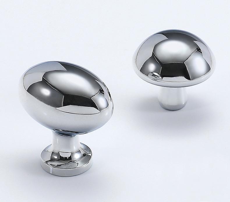 Chrome Solid Brass Cabinet Knobs Modern Mirror Polished Drawer Pulls Luxury Kitchens Bathrooms Dressers Furniture in Minimalist Art Deco