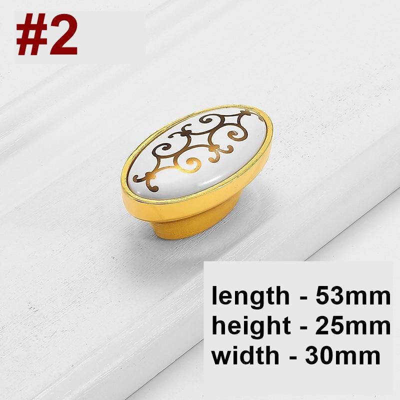 Ceramic Cabinet Pulls & Knobs - White Finish Decorative Hardware - #3 / 1pc