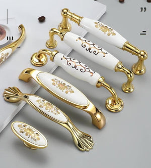 Ceramic Cabinet Pulls & Knobs - White Finish Decorative Hardware - #1 / 1pc