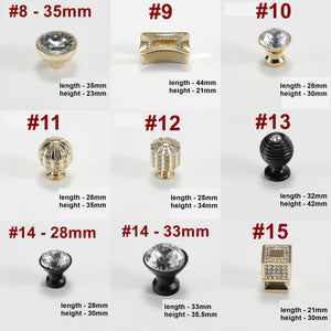 Alloy Diamond Cabinet Pulls & Knobs - Black Finish for Wardrobes - #3 / 1pc