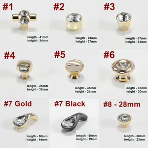 Alloy Diamond Cabinet Pulls & Knobs - Black Finish for Wardrobes - #2 / 1pc