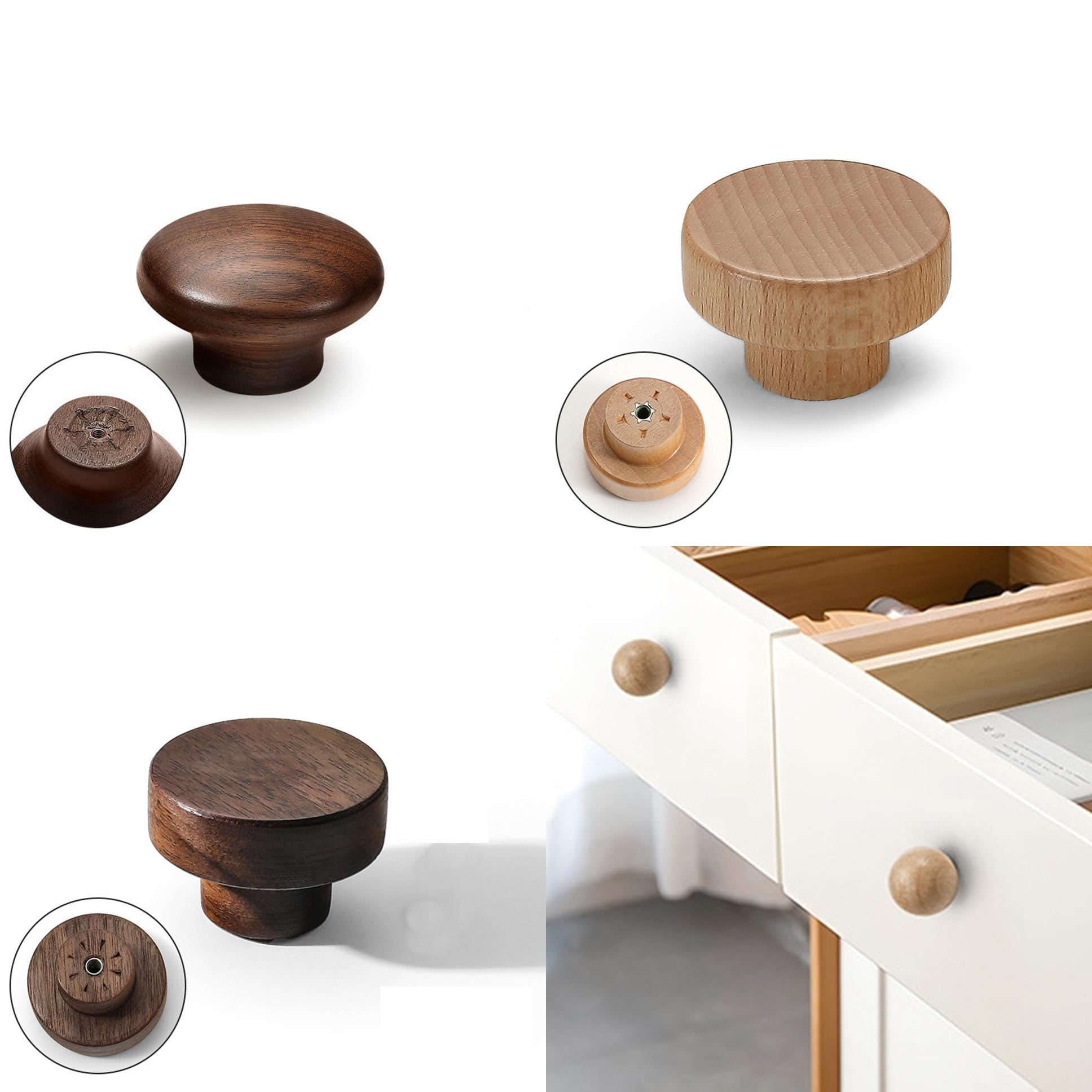 Natural Wood Cabinet Knobs Walnut Beech Minimalist Round Drawer Pulls Scandinavian Montessori Eco Furniture Kitchen Bedroom Nursery Entryway