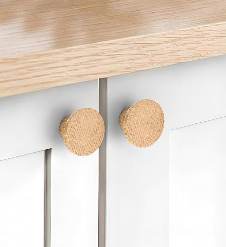 Minimalist Oak Wood Cabinet Knobs Scandinavian Style Round Square Drawer Pulls Kitchen Nursery Dresser Furniture Natural Eco Interiors
