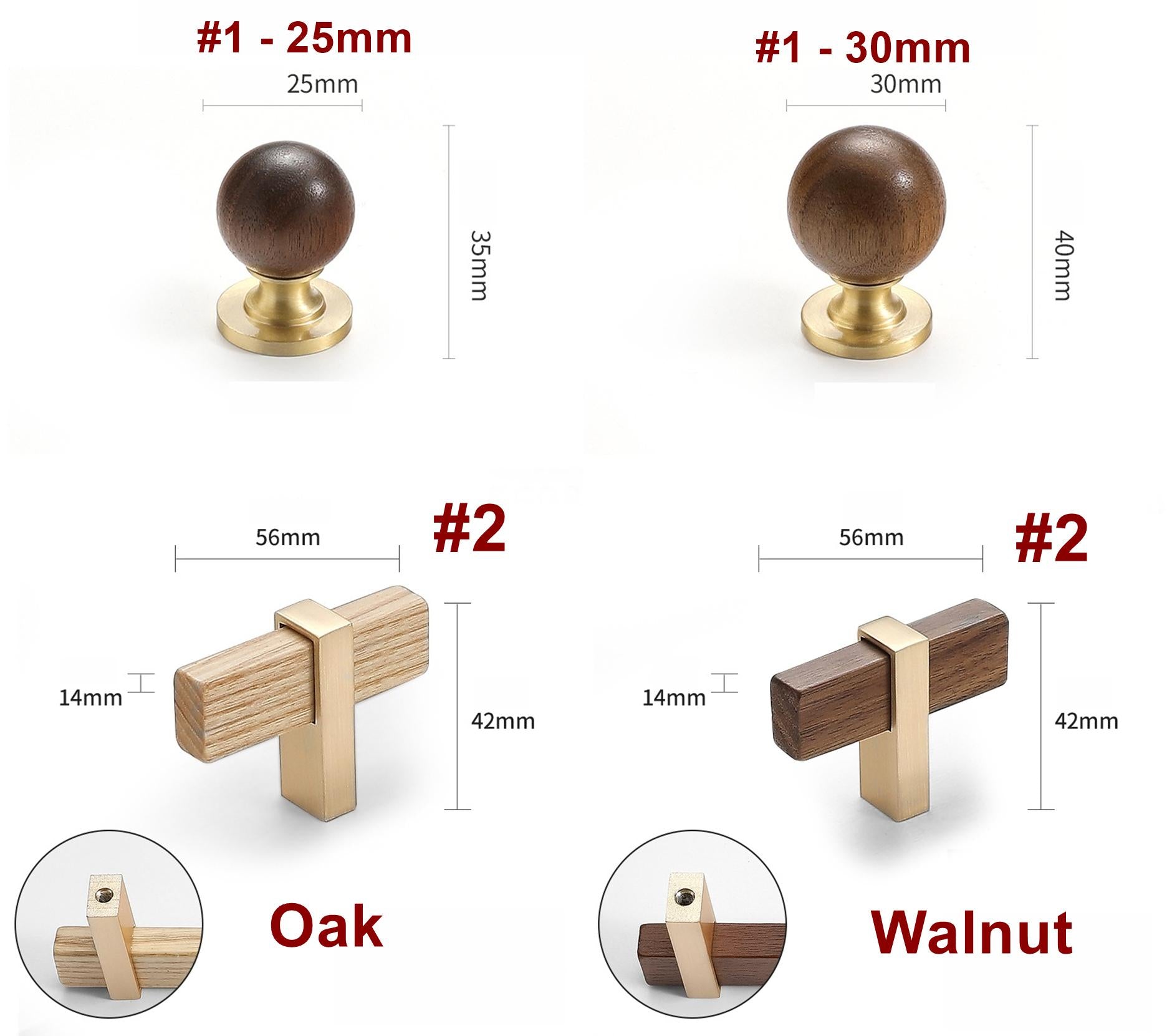 Modern Wooden Cabinet Knobs Designer Beech Walnut Drawer Pulls Round Square Oval Star Brass Accents Eco Scandinavian Mid-Century Style