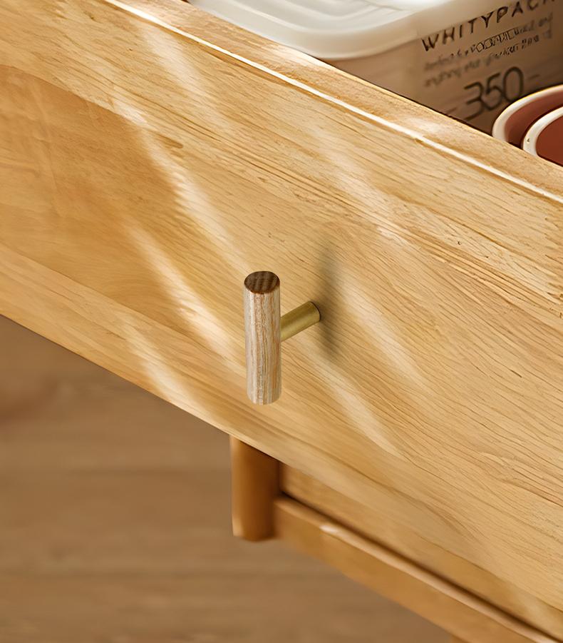 Modern Wooden Cabinet Knobs Designer Beech Walnut Drawer Pulls Round Square Oval Star Brass Accents Eco Scandinavian Mid-Century Style