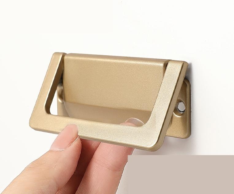 Modern Recessed Flip Metal Drawer Pull Handles Minimalist Industrial Flush Cabinet Hardware Black Gold White Kitchen Office RV Hidden