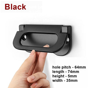 Alloy Flush Cabinet Pulls - Black Finish for Cabinets & Drawers - White 64mm / 1pc