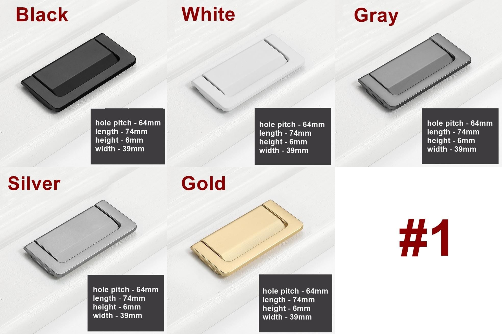 Luxury Recessed Flip Metal Drawer Pull Handles Minimalist Flush Cabinet Hardware Black White Gold Silver Modern Kitchen Closet Office