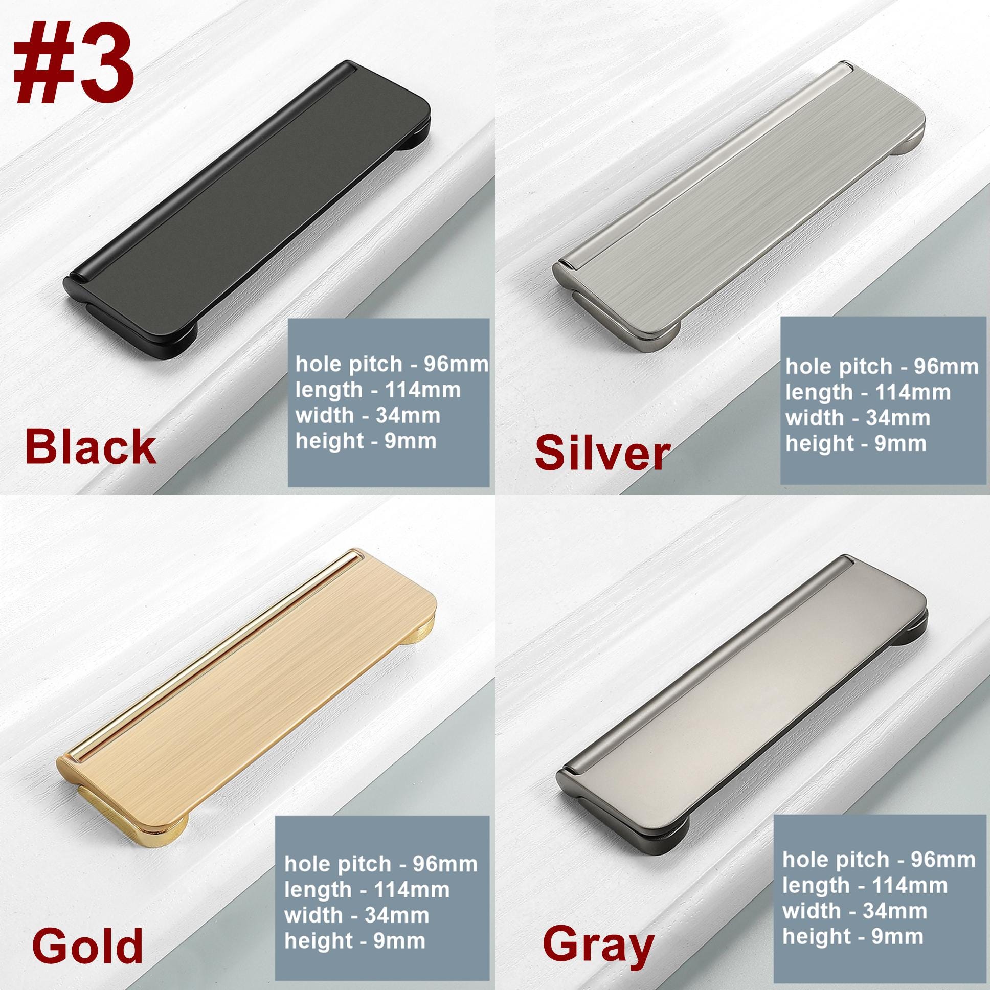 Alloy Flush Cabinet Pulls - Black Finish for Cabinets & Drawers - #1 Silver 64mm / 1pc
