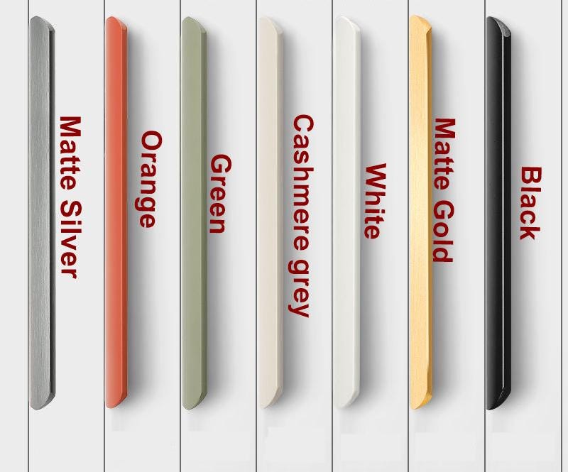 Modern L-Shaped Edge Profile Metal Cabinet Handles Minimalist Flush Drawer Pulls Beige Olive White Grey Scandinavian Loft Kitchen Furniture