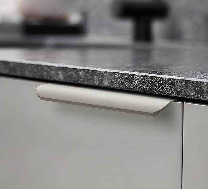 Modern L-Shaped Edge Profile Metal Cabinet Handles Minimalist Flush Drawer Pulls Beige Olive White Grey Scandinavian Loft Kitchen Furniture