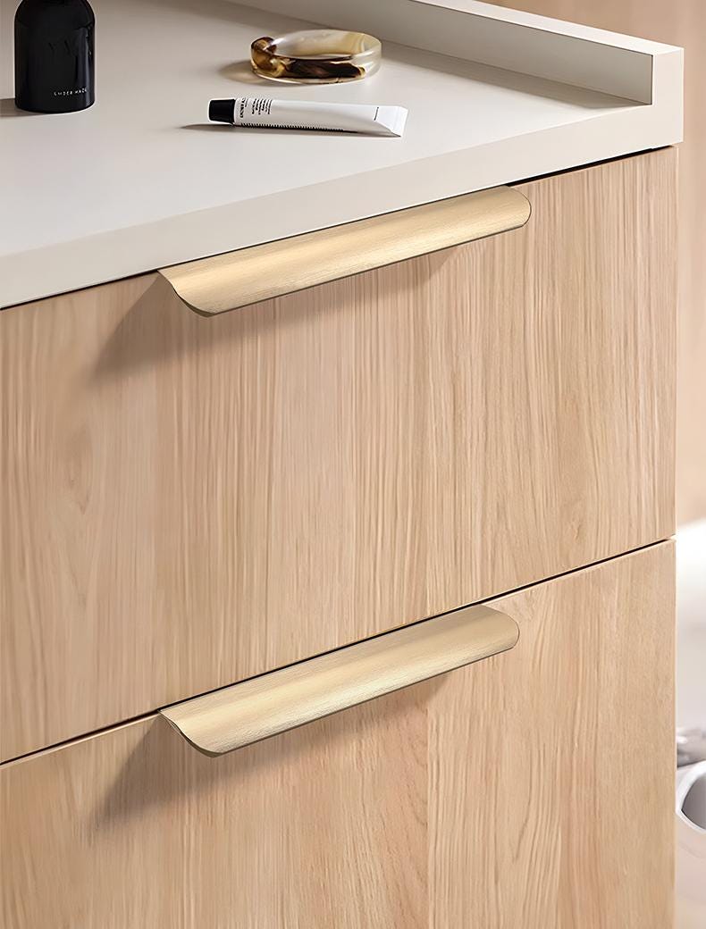 Modern L-Shaped Edge Profile Metal Cabinet Handles Minimalist Flush Drawer Pulls Beige Olive White Grey Scandinavian Loft Kitchen Furniture