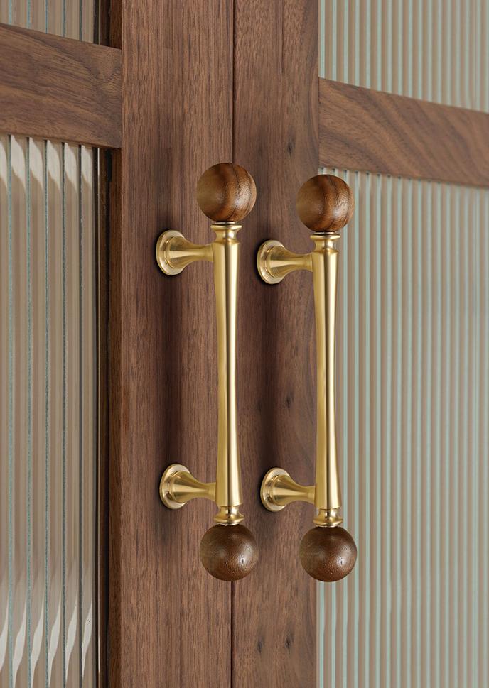 Mid-Century Modern Wood Solid Brass Cabinet Handles Elegant Drawer Pulls Walnut Classic Transitional Art Deco Kitchen Dresser Furniture