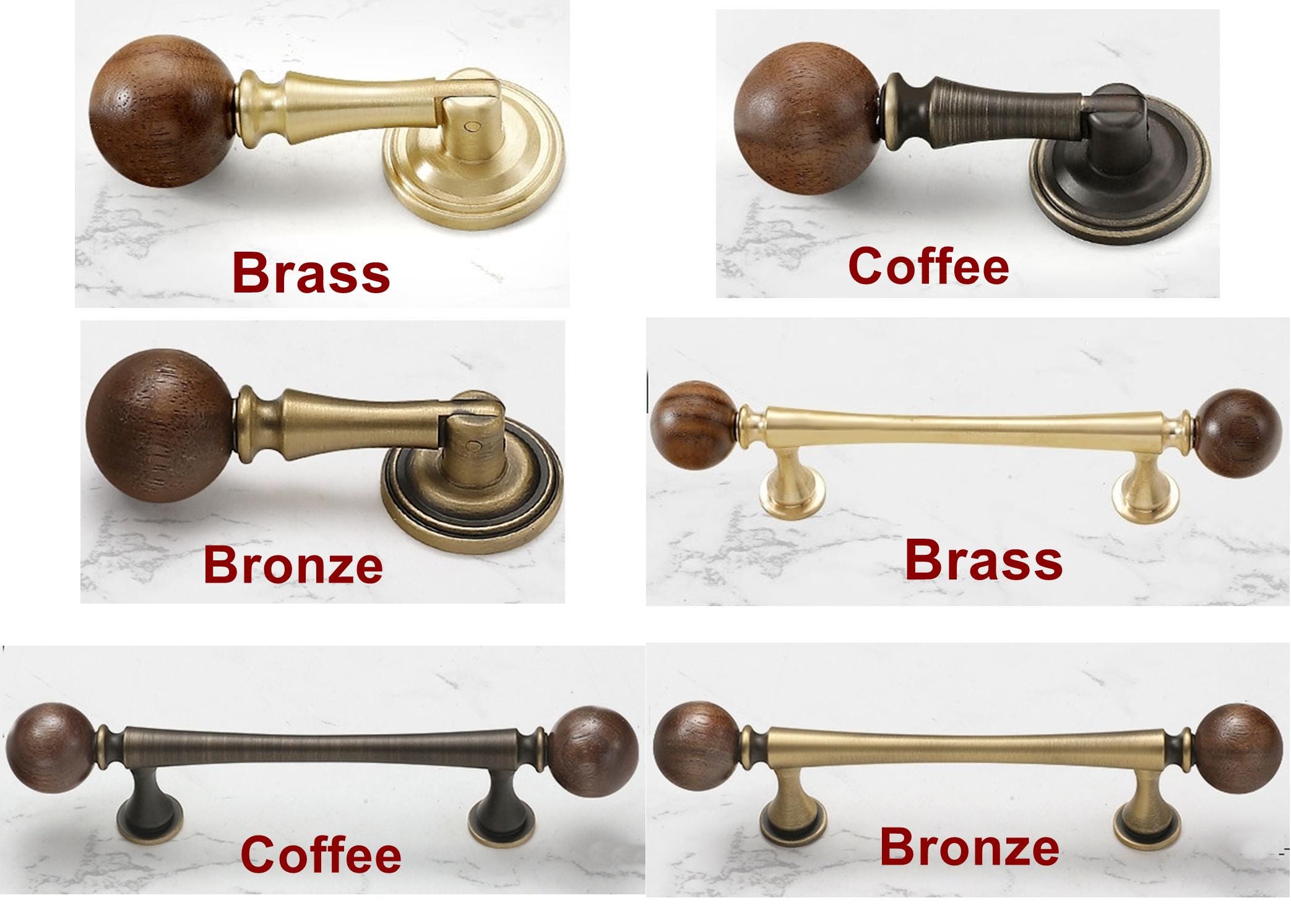 Mid-Century Modern Wood Solid Brass Cabinet Handles Elegant Drawer Pulls Walnut Classic Transitional Art Deco Kitchen Dresser Furniture