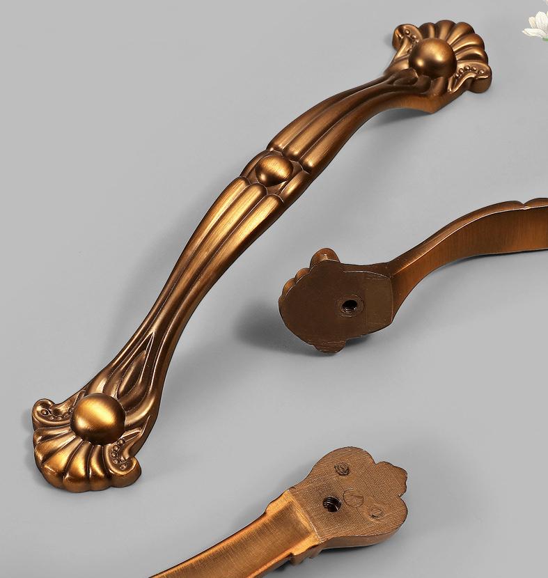 Alloy Floral Cabinet Pulls & Knobs - Bronze Finish for Wardrobes - #9 - 128mm / 1pc