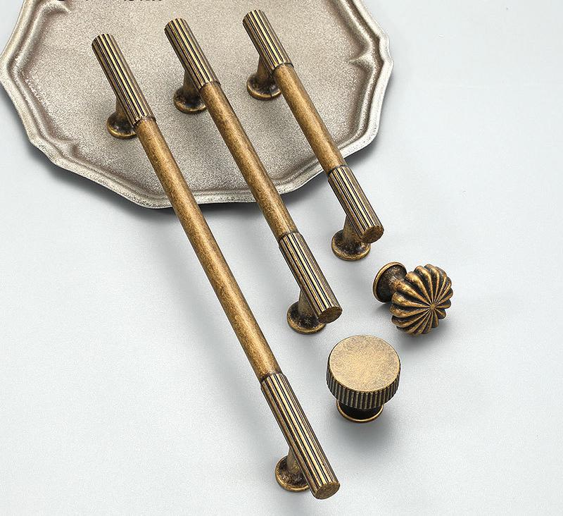 Antique Bronze Art Deco Metal Cabinet Pulls Knobs Vintage Retro Drawer Handles Industrial Chic Furniture Hardware Closet Drawer Cupboard