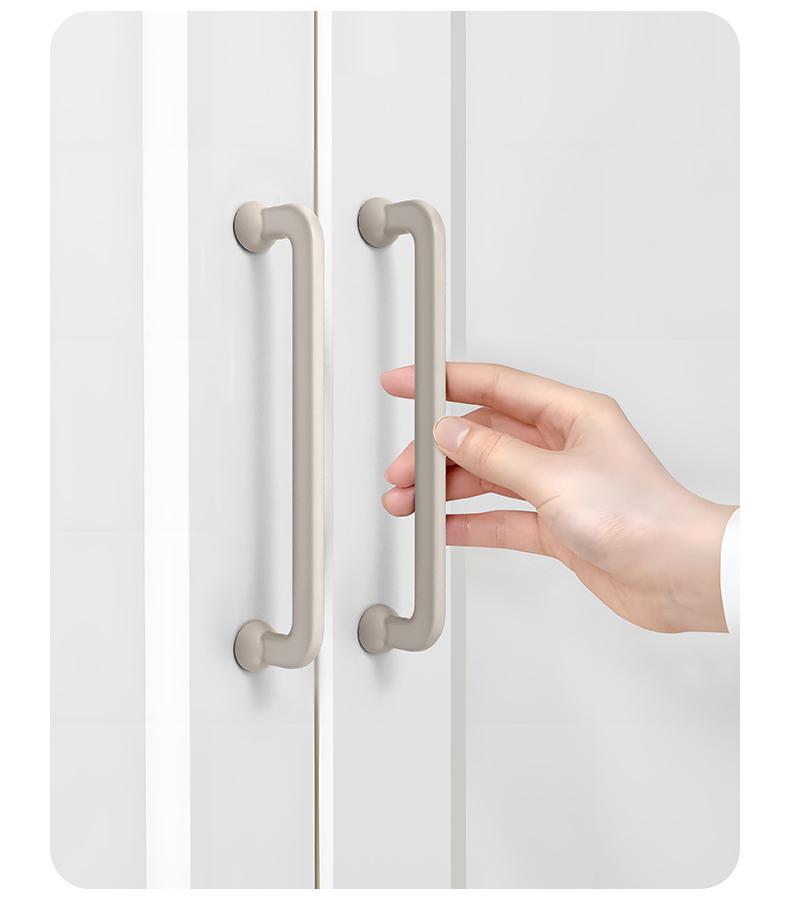 Modern Pastel Matte Cabinet Handles Metal Mid-Century Japandi Scandinavian Drawer Pulls Olive Green Beige Grey White Kitchen Furniture