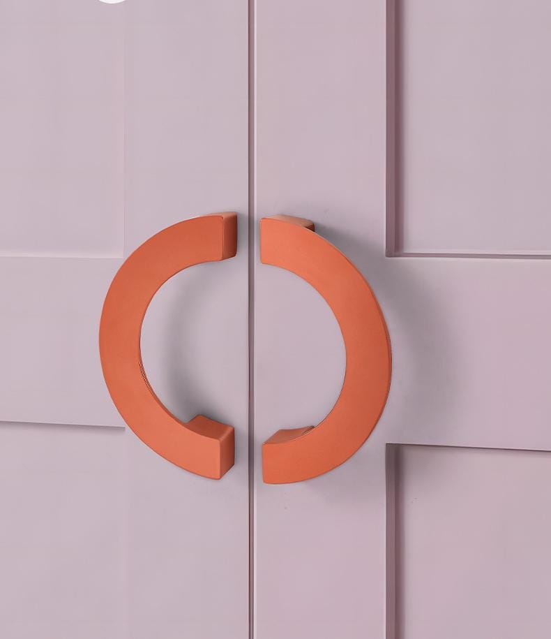 Alloy Geometric Cabinet Pulls & Knobs - White Finish for Cabinets - #2 Orange / 1pc
