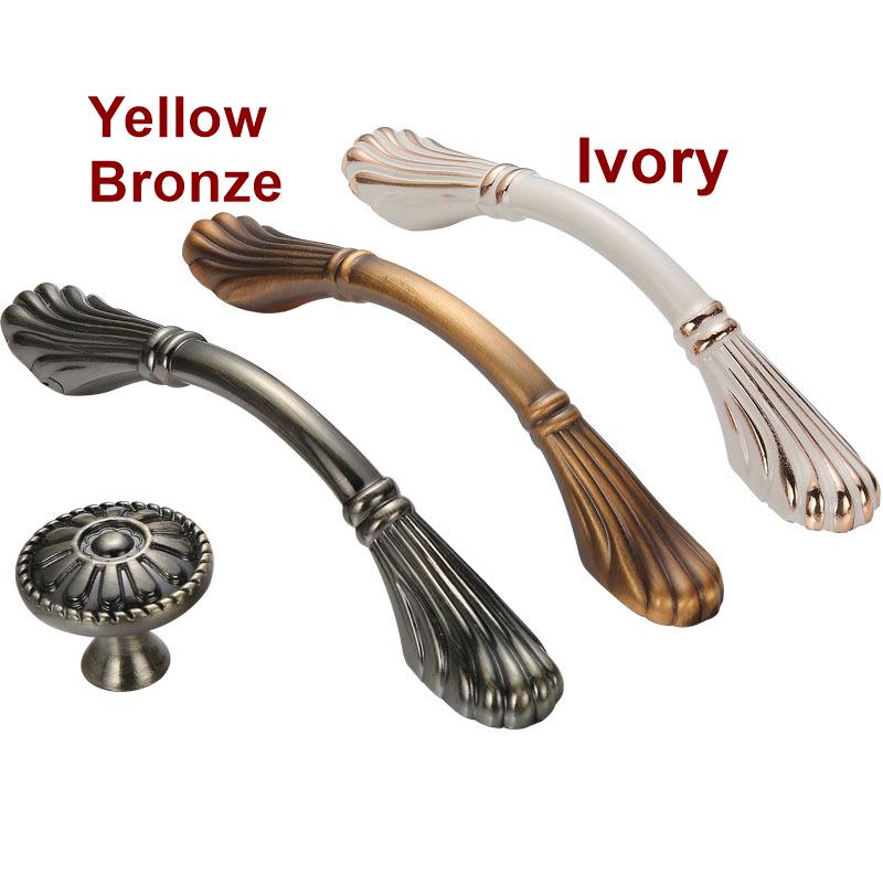 Neoclassical Art Deco Bronze White Gold Metal Cabinet Handles Elegant Drawer Pulls Furniture Knobs Dresser Closet Kitchen Cupboard Hardware