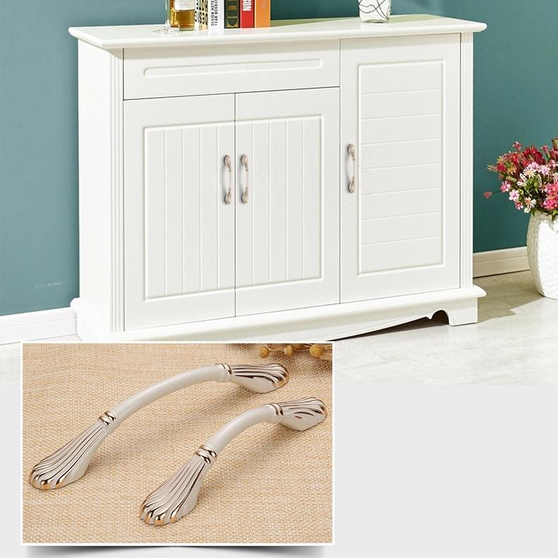 Neoclassical Art Deco Bronze White Gold Metal Cabinet Handles Elegant Drawer Pulls Furniture Knobs Dresser Closet Kitchen Cupboard Hardware