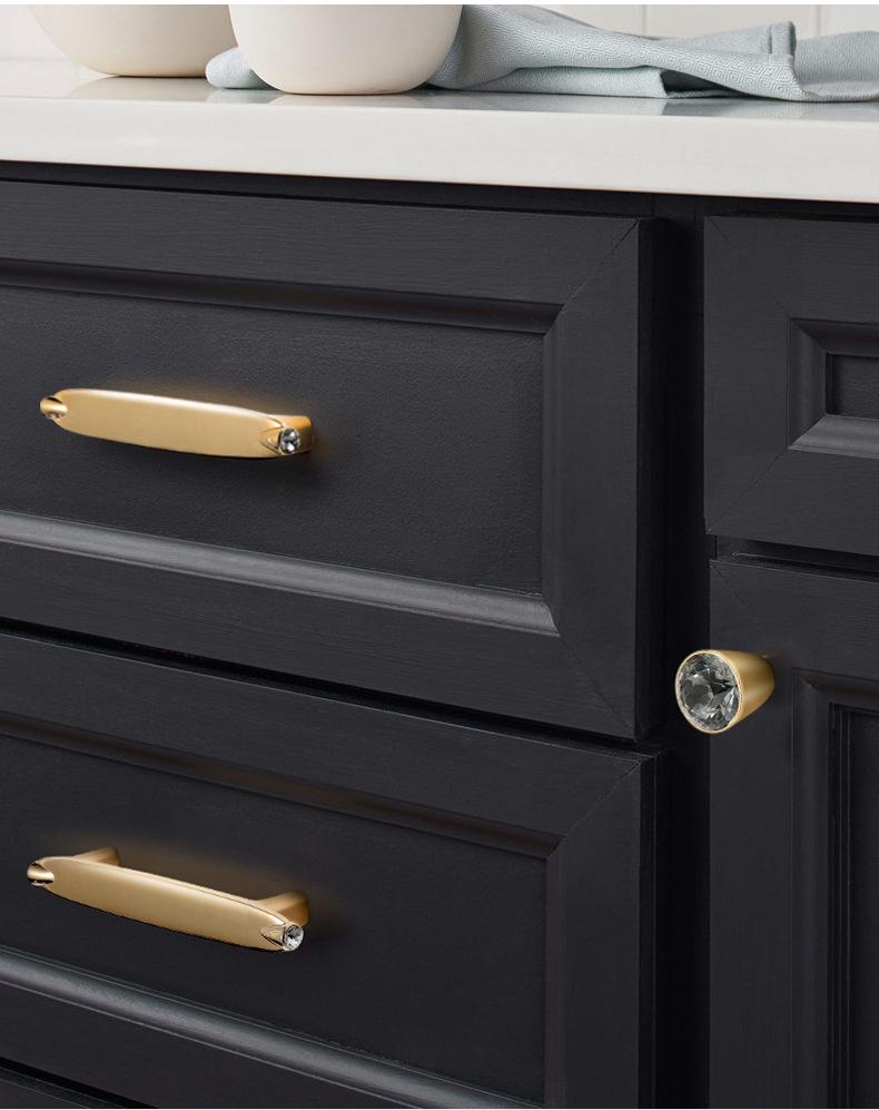 Luxury Crystal Metal Cabinet Knobs Art Deco Glamorous Drawer Pulls Diamond Glass Handles Furniture Hardware Kitchen Closet Dresser Cupboard
