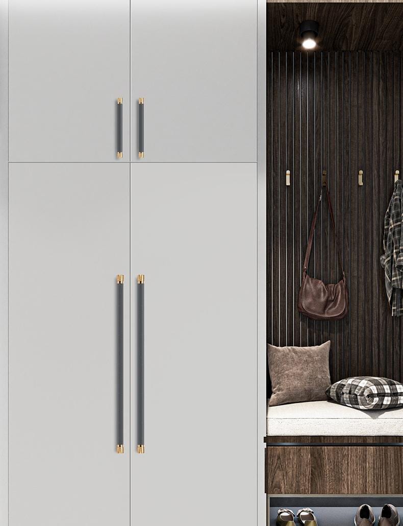 Modern Minimalist Metal Cabinet Handles Scandinavian Wood Metal Drawer Pulls Gold Silver Brown Closet Dresser Kitchen Furniture Hardware